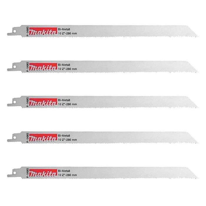 Lot de 5 lames de scie sabre MAKITA P-04983 Bi-Métal flexibles pour acier et Inox (3,5 à 5 mm)