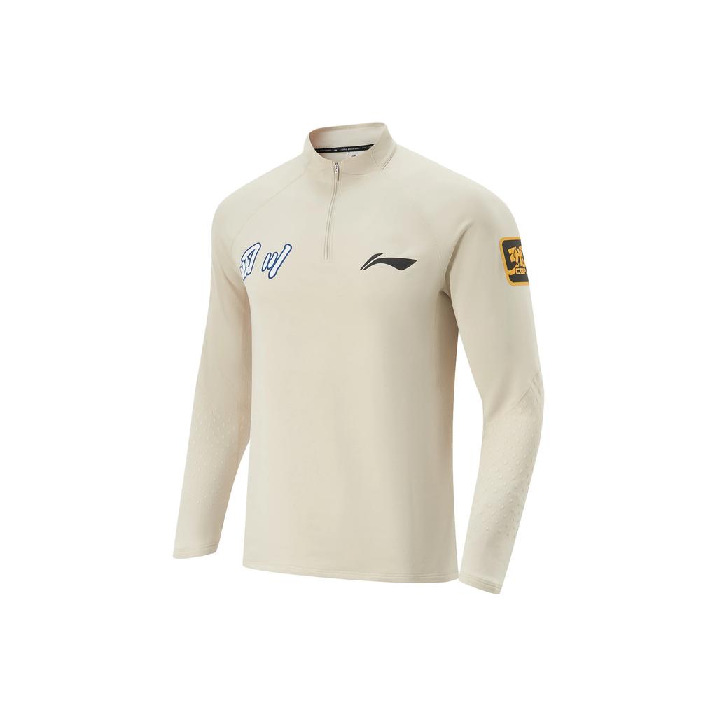 Li-Ning Professional Basketball Series Stand Collar Pullover Letter Print Quick-Dry Comfortable Versatile Long Sleeve T-Shirt Men Tops ATLU279-1
