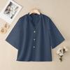 ZANZEA Women Casual V-Neck Splice Half Sleeve Loose Blouse