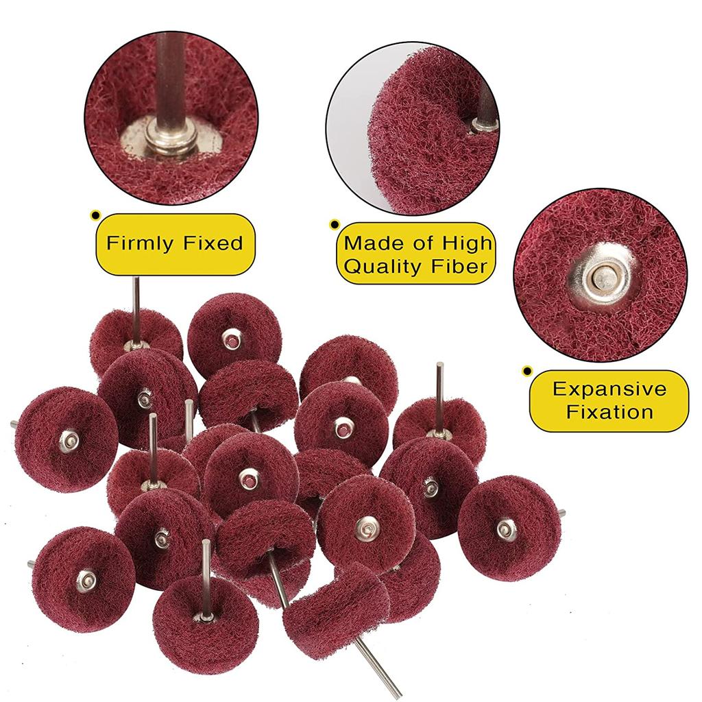 100Pcs Abrasive Buffing Wheels, 1 Inch Buffing Polishing Wheel Set with 1/8 Inch Shank, 20Pcs Each of 80 150 240 400 600 Grit Sc