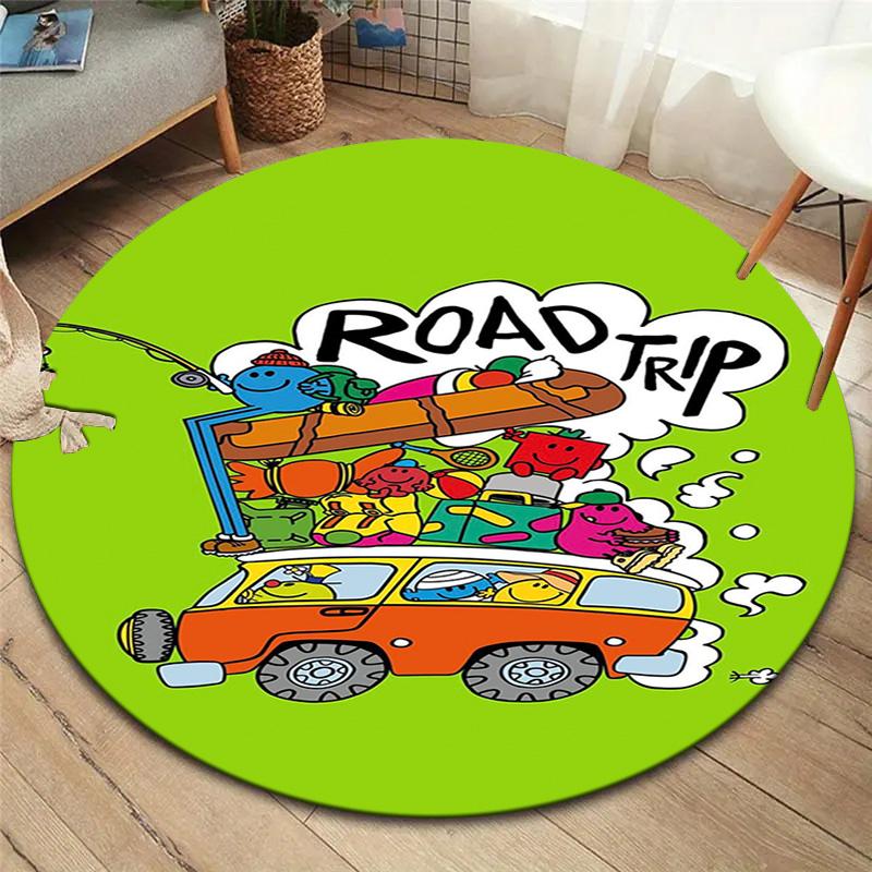 Herr. Herren Teppich Little Miss Rund, Teppich für Wohnzimmer Schlafzimmer Sofa Spielzimmer Dekor, Rutschfeste Bodenmatte