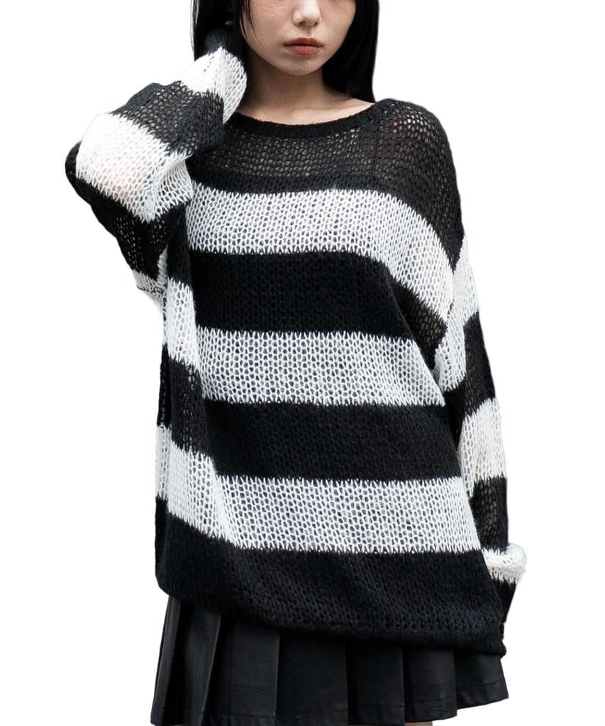 WEGO Mohair Touch Border BIG Size White Border Women's Knit, F,