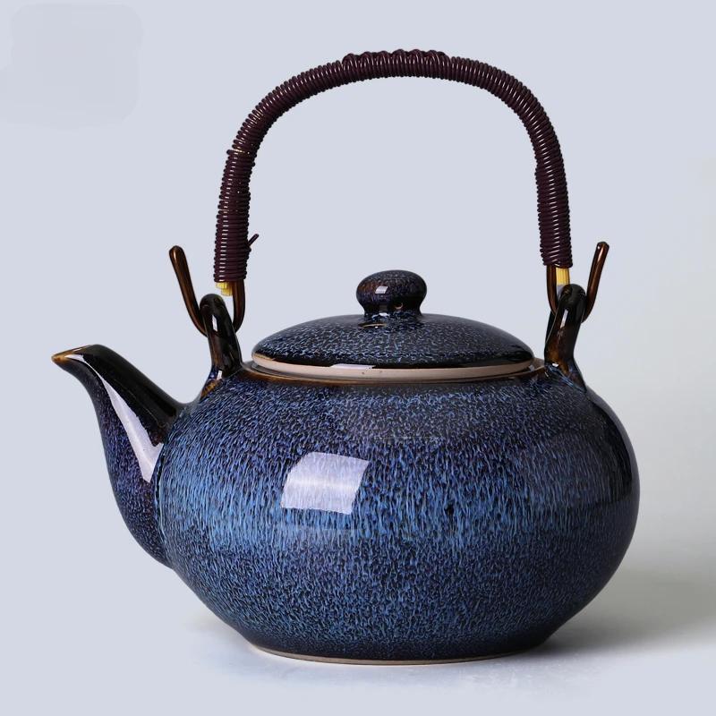 Large Capacity Ceramic Teapot Lifting Beam Pot Tea Kettle Filter Pot Tea Infuser Home Creative Brewing Utensils Single Pots