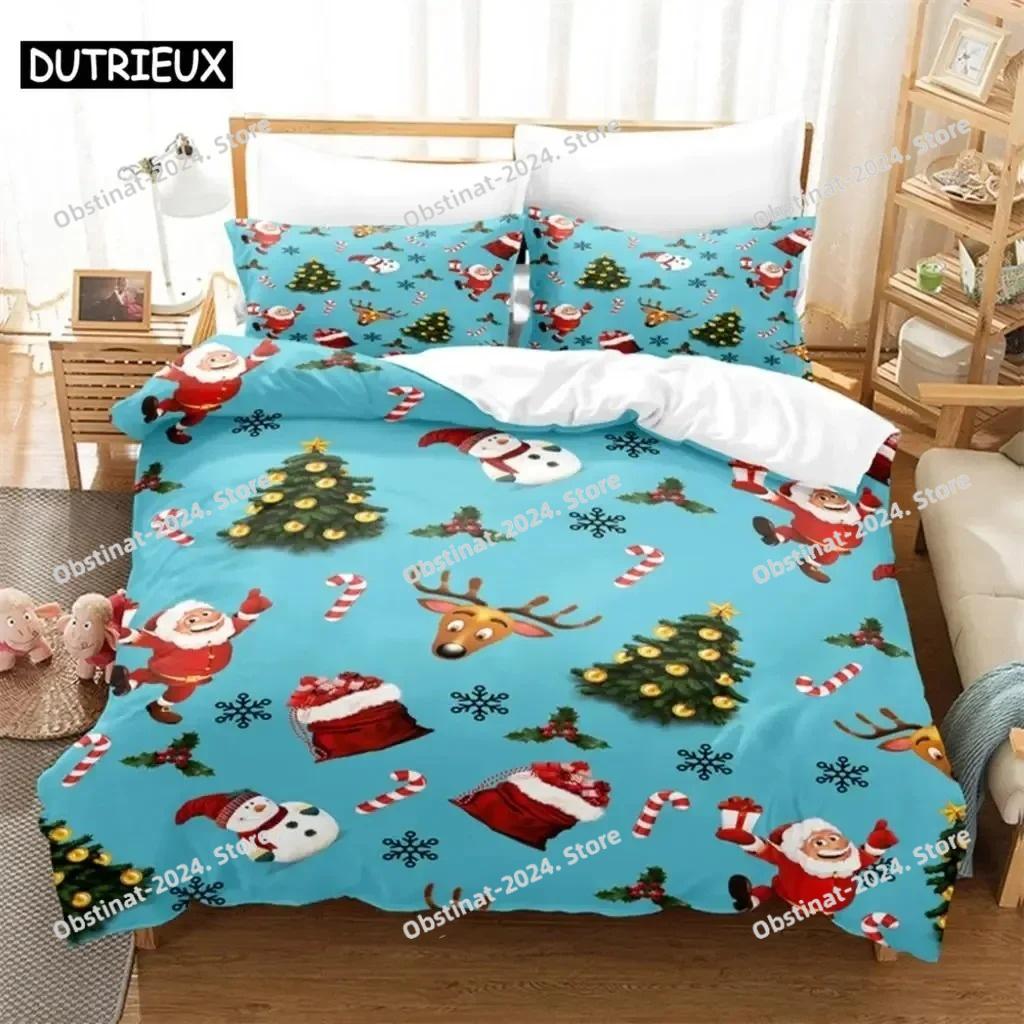 Cartoon Weihnachtsmann Bettwäscheset Bettbezugset 3D Bettwäsche Digitaldruck Bettwäsche Queen Size Bettwäscheset Modisches Design