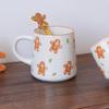 Christmas Embossed Line Mug Exquisite and Beautiful Christmas Gingerbread Man Striped Ceramic Mug Coffee Cup Suitable for Christmas Holiday Decoration