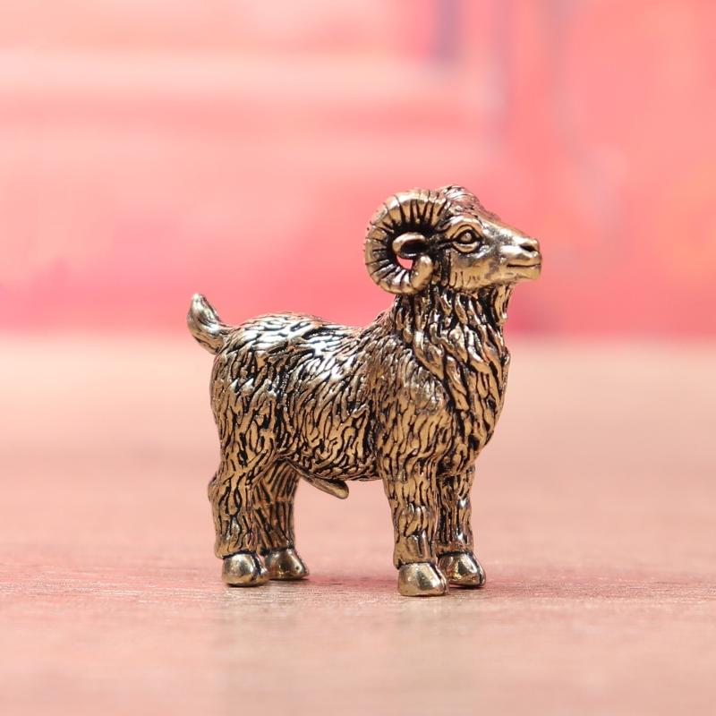 Zvířecí Beran Retro Koza Miniatury Figurky Mosazná Malá Soška Stolní Ozdoby Vintage Domácí Dekorace Řemeslné Doplňky