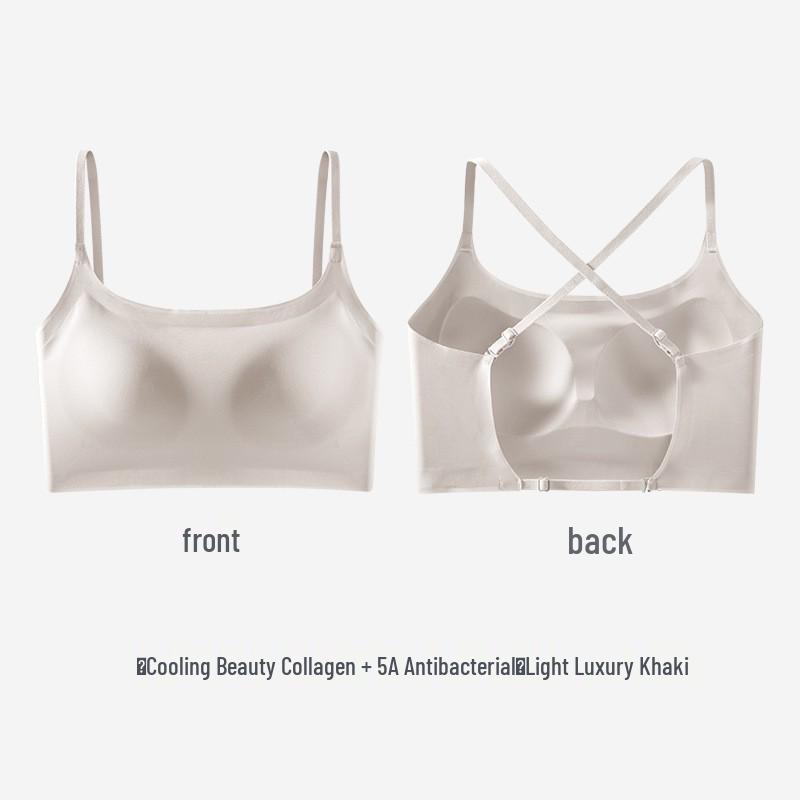 

Бесшовный бюстгальтер пуш-ап из ледяного шелка с низкой спинкой и антибактериальным эффектом для женщин M легкие хаки