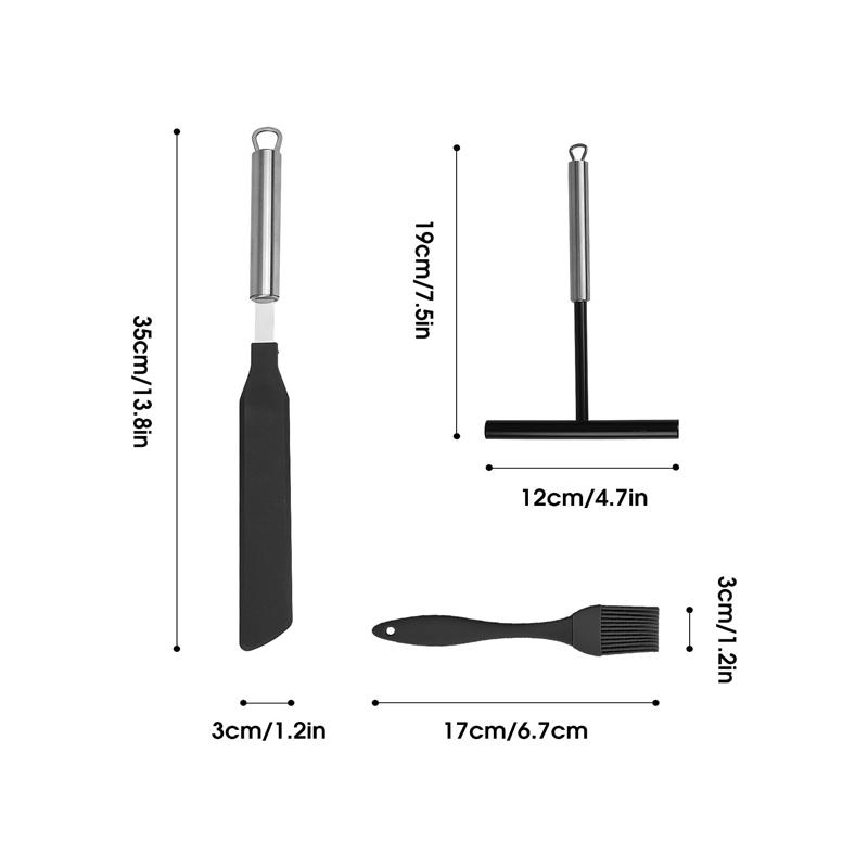 Ensemble Spatule et Étaleur à Crêpes en Acier Inoxydable Étaleurs à Pâte en Forme de T Outil à Crêpes Antiadhésif Distributeur à Crêpes Outil à Crêpes