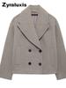 Wool Blend Short Coat for Women - Double-Button