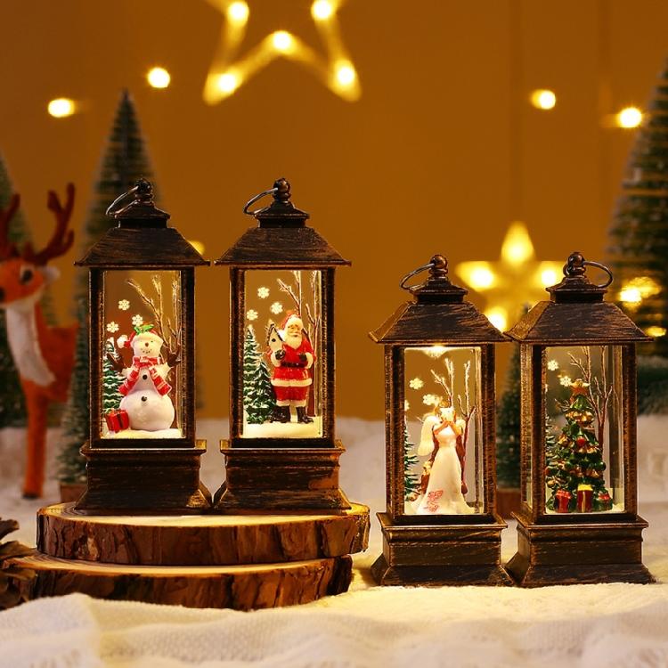 Santa-Claus/Xmas Tree/Snowman/Angel Glittering Lantern Christmas Gift for Kids