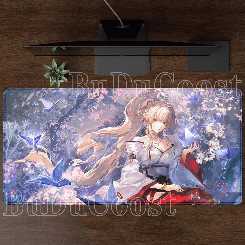 Gaming Wuthering Waves Hiyuki Mousepad Gaming Office Keyboard XXL Mouse Pad Anime Sexy Girl Rubber HD Printing Overlock Desk Mat
