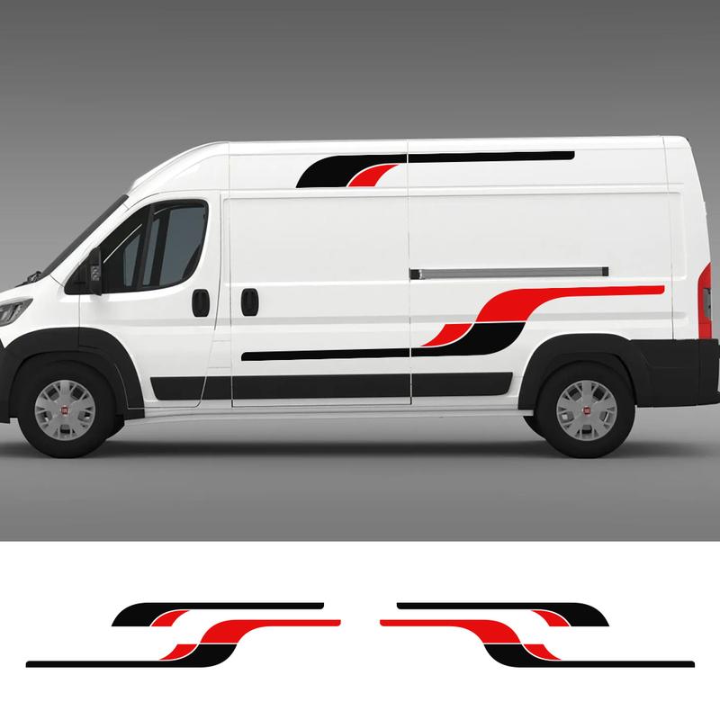 4PCS Car Long Side Stickers Graphics Camper Van Auto Racing Decals For Fiat Ducato Vinyl Film Accessories DIY Decoration