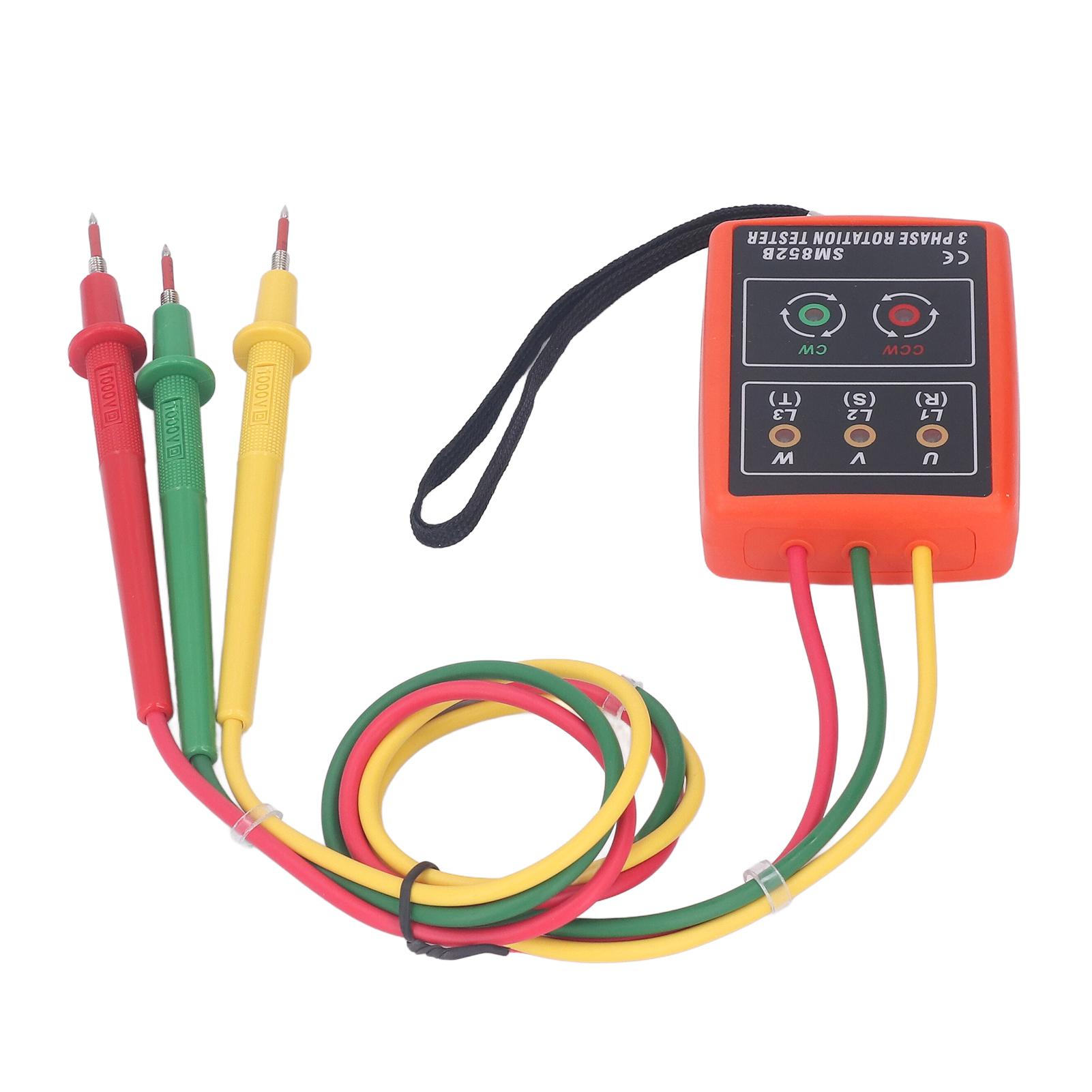 

Тестер послідовності фаз 3-фазний Портативний індикатор чергування фаз змінного струму SM852B Детекторний лічильник для струму та