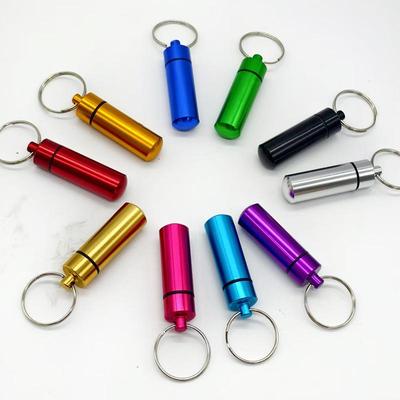 Botella de Medicina Portátil Llavero Mini de Aleación de Aluminio Botella Colgante Compartimento Sellado Caja de Medicina Metálica Impermeable