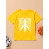 European Sizes Boys' Halloween Skull Print T-Shirt - , Round Neck, Stretchy & Comfortable, Summer Casual Wear with Fun Full-Body Skeleton Design,