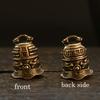 Brass Double Dragon Bell, Retro, Vintage, Car Key Bag Pendant, Handmade Rope, Craftsmanship, Five Emperor Money Accessory