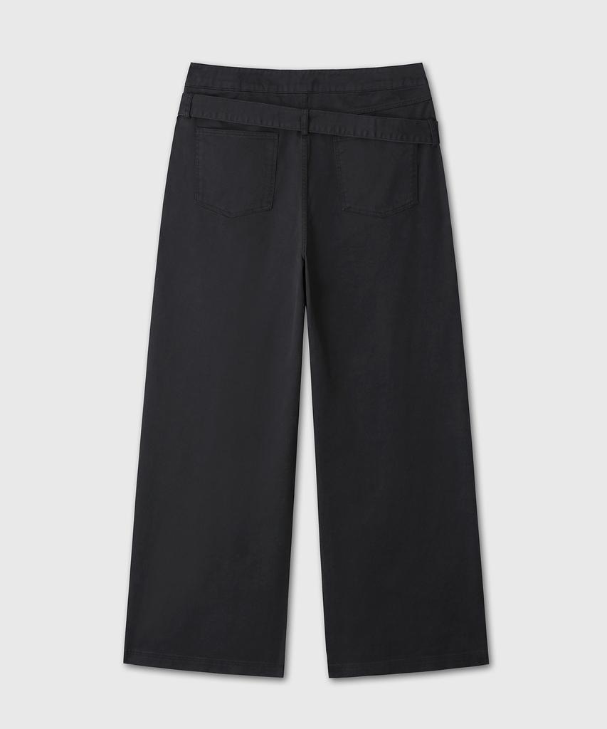 Daibeuinumeon Belted Flare Washing Pants (Black)