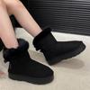 Winter New Cotton Boots Women's Round Toe Suede Plush Bow Platform Snow Boots