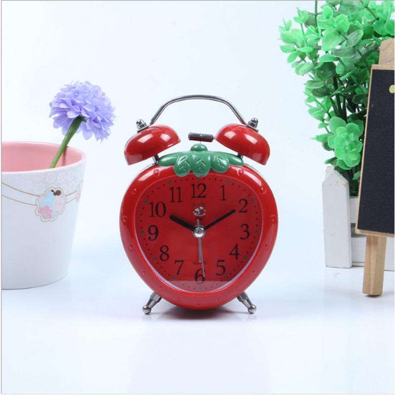 Cute Cartoon Fruit Shape Alarm Clock with Lights for Children Students Wake Up Bell Cartoon Creative Simple Ring Alarm Clock