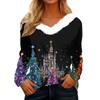 Langermede skjorter for kvinner Søte topper juletrykk T-skjorter Bluser Uformell Pluss størrelse Basic Topper Pullover