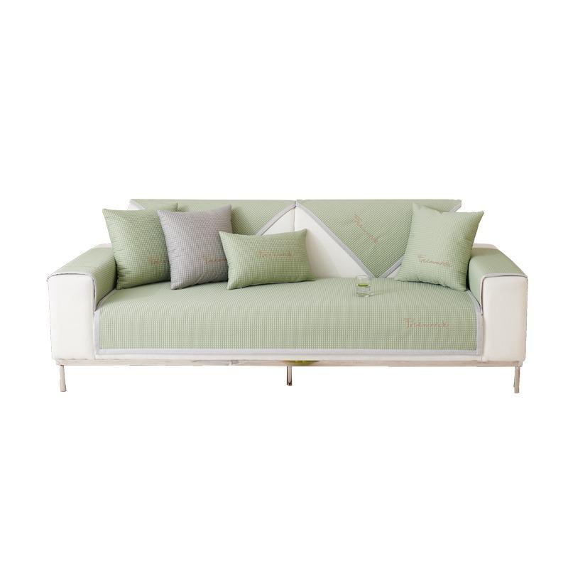 Summer Ice Silk Sofa Cushion Summer Mat Cool Feeling Cool Pad Summer Sofa Cover Non-Slip Straight Row Cushion Cover Towel