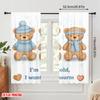 2pcs 2D flat printing Curtains Winter Teddy Bears Cozy Warm Polyester Without Electricity Festive Holiday Perfect for room decor