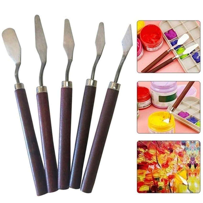 5pcs Professional Stainless Steel Spatula Kit Palette Knife for Oil Painting Fine Arts Painting Tool Set