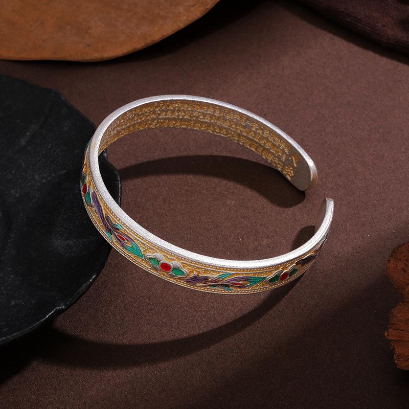 Beautiful and colorful! Phoenix feather enamel gold-painted bracelet is luxurious and elegant, blooming oriental dream, interpreting ancient rhyme
