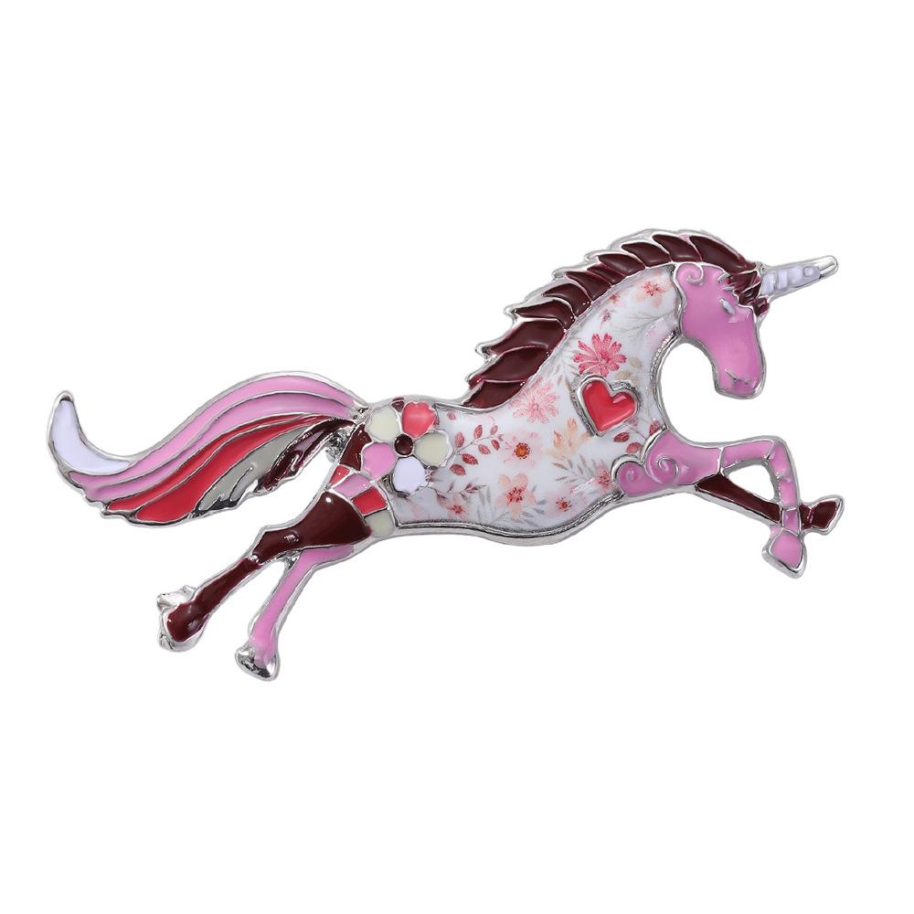 Cross-border new retro unicorn brooch fashionable super beautiful high-end pony painting oil animal pin brooch wholesale