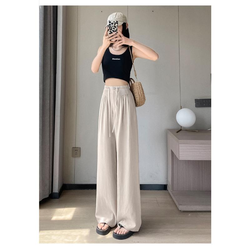 Summer New Wide-leg Pants Women's High-waisted Thin Drape and Thin Casual Floor Pants