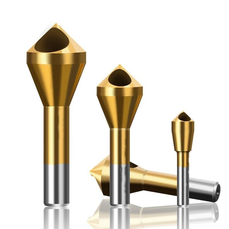 4Pcs Metal Drill Bit HSS Titanium Coated Countersink and Deburring Tool Set