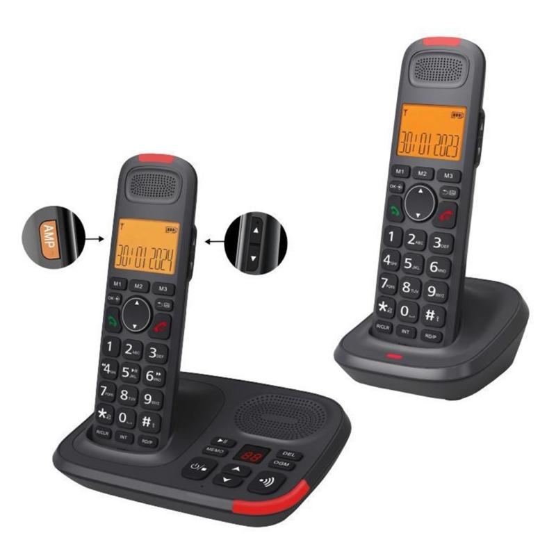 DECT Cordless Phone Expandable With 2 Handsets Telephont For Multi Room Communication And Easy Installation