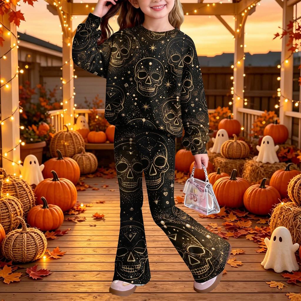 Kids Casual Long Sleeve Top and Pants Two-Piece Matching Outfit Set