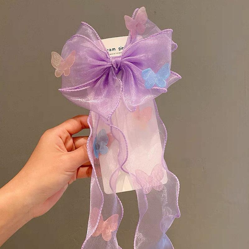 Spring Summer Fairy Bow Ribbon Hair Clips for Kids Girls Students Back Head Hair Accessories Sweet Elegant Adorable Must-Have