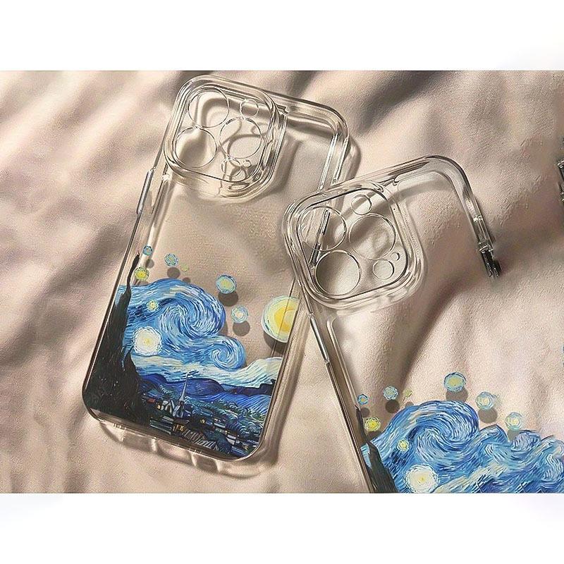 Oil painting starry night pattern phone case suitable for iPhone 17 16 15 14 13 12 11 Pro/Max/Plus anti drop and shockproof