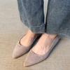 Sheepskin Version~ Leather Suede One-pedal Shallow Mouth Pointed Single Shoes Women's Fashion Retro Inner Height-increasing Commuter Work Shoes