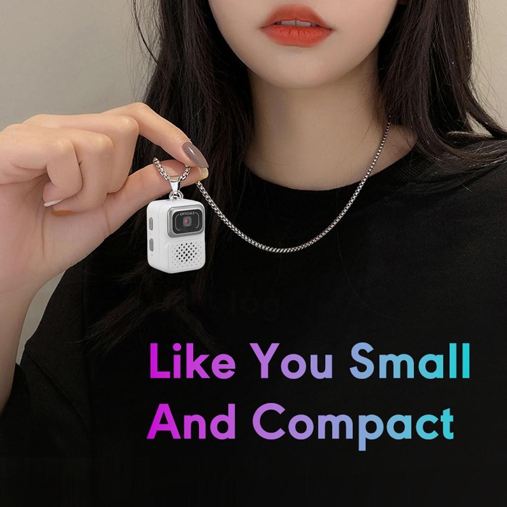 Acogedor Mini Keychain Camera, 1080p 2MP Mini Retro Digital Camera, Small Video Recorder, for Travel Study Recording with 64GB SD Card (White)