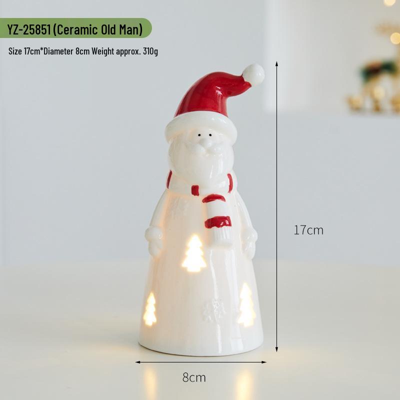 Christmas Ceramic Glowing Tree House Ornament - Desktop Scene Decoration Prop & Gift