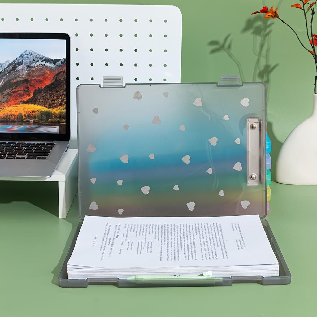 2-in-1 A4 File Box Folder, Large Capacity Plastic PP Document Holder with Pen Slot,Office Storage Organizer for Papers and Exams