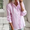 Women's Striped Long Shirt  Agaric Laces Collar Button Down Tops Autumn Winter White Shirts for Office Ladies Blouse