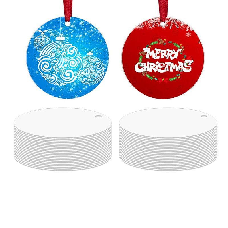 M-Modern-36 шт. Металлические заготовки для сублимационных украшений, Заготовки для сублимационных рождественских украшений для украшения елки белый