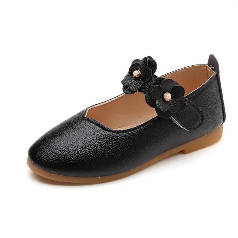 summer Girls Princess Leather Shoes For Children Dress Shoes Sandals Flowers Fashion White Wedding Kids School Flat Shoes