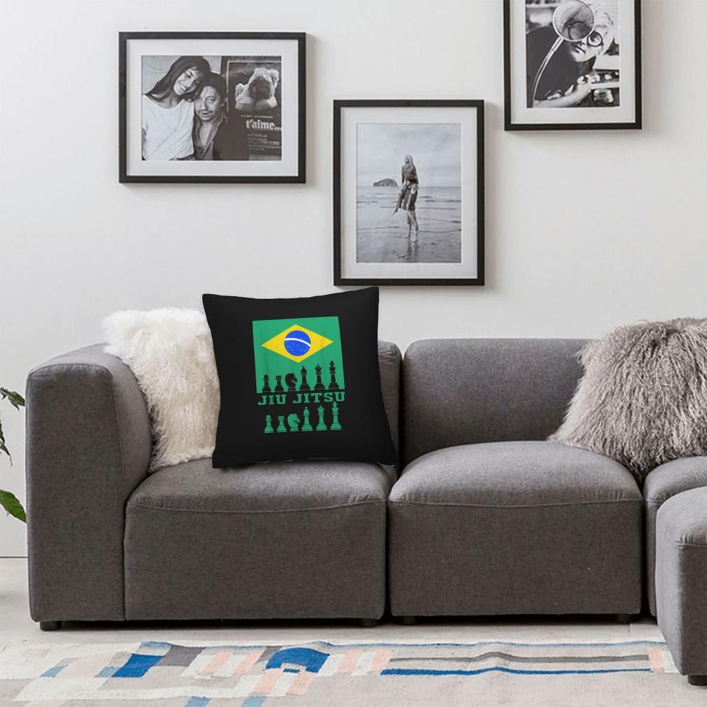 Brazilian Jiu Jitsu Flag Jiu Jitsu Chess Square Pillowcase Cushion Cover Pillow Case Throw Pillow Cover for Home Sofa