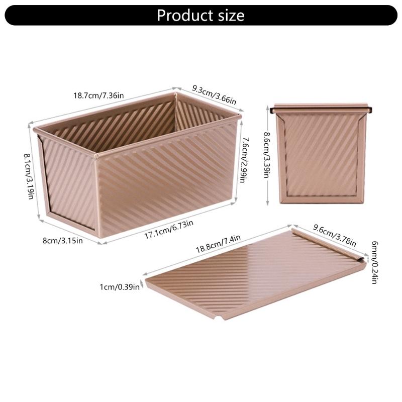 Pullman Loaf Pans with Lid for Homemade Bread Nonstick Corrugated Carbon Steel Bread Toast Box with Cover for Bakeware