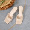 Square head thin heel fish mouth fashion sandals wish new one-character open-toed high-heeled slippers women's summer large size