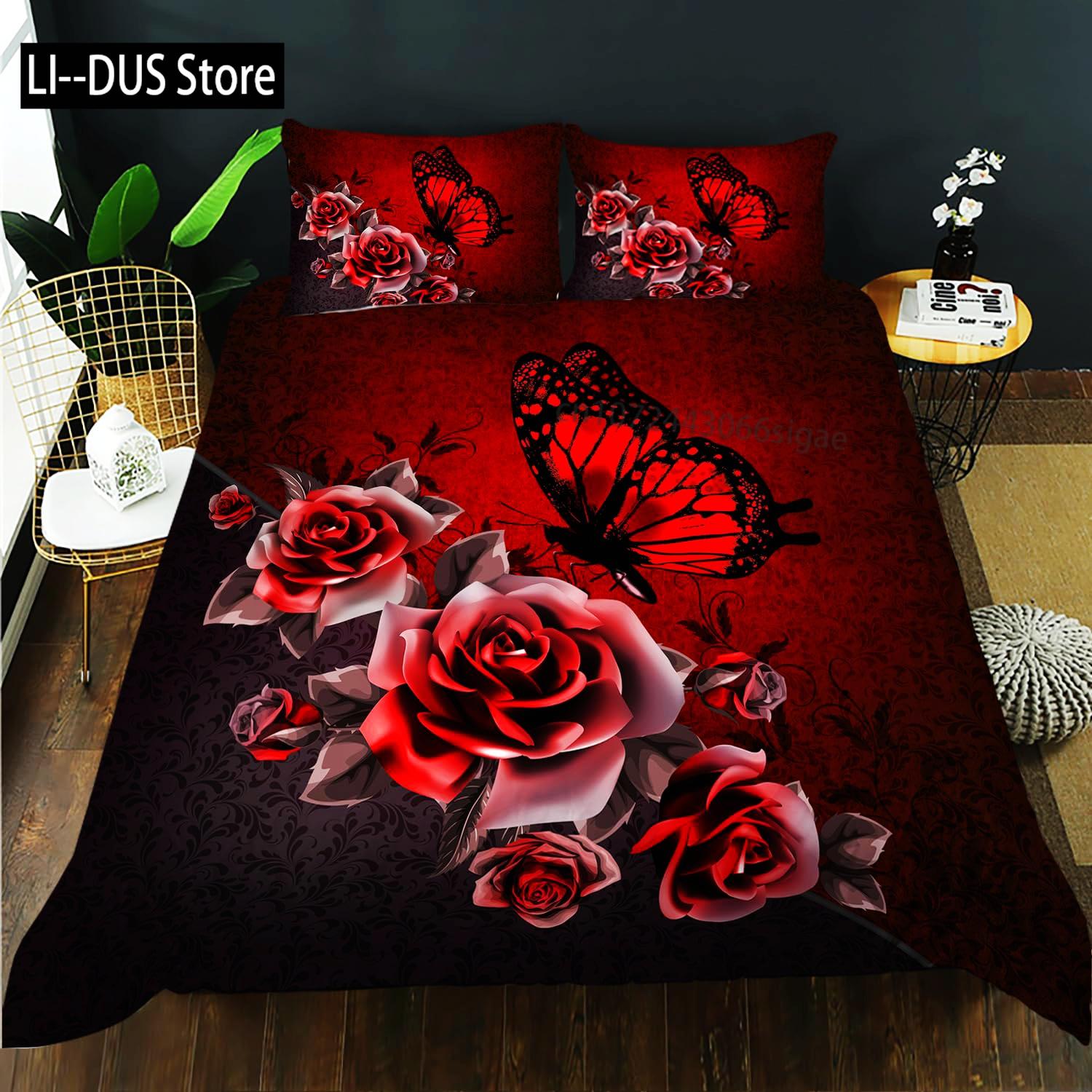 

Comforter Roses Bedding Set For Girls Women Couple Lover Romantic Comforter Valentine S Day Bedroom Decor Comforter (quilt)-EU Single(135*200cm)3pcs