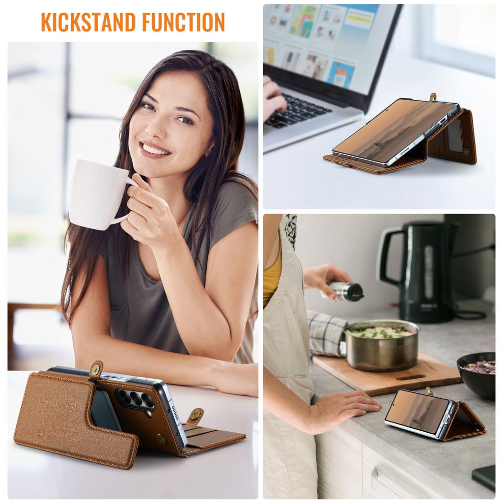 For Samsung Galaxy Z Fold7 5G Case with RFID Blocking 5 Card Slots CASEME C22 Leather Back Cover