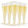 4.5oz Gold Powder High-Stemmed Disposable Wine Glass - Transparent Plastic Champagne & Red Wine Cup
