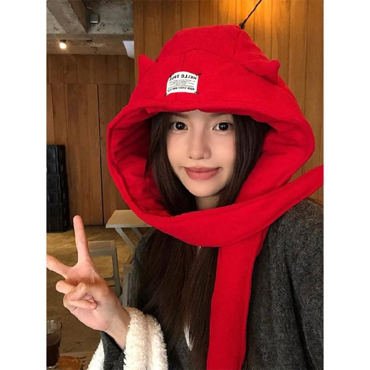Pullover Ear Flap Caps Adult Devil Horn Trapper Hat Cold Weather Warm Trapper Hat