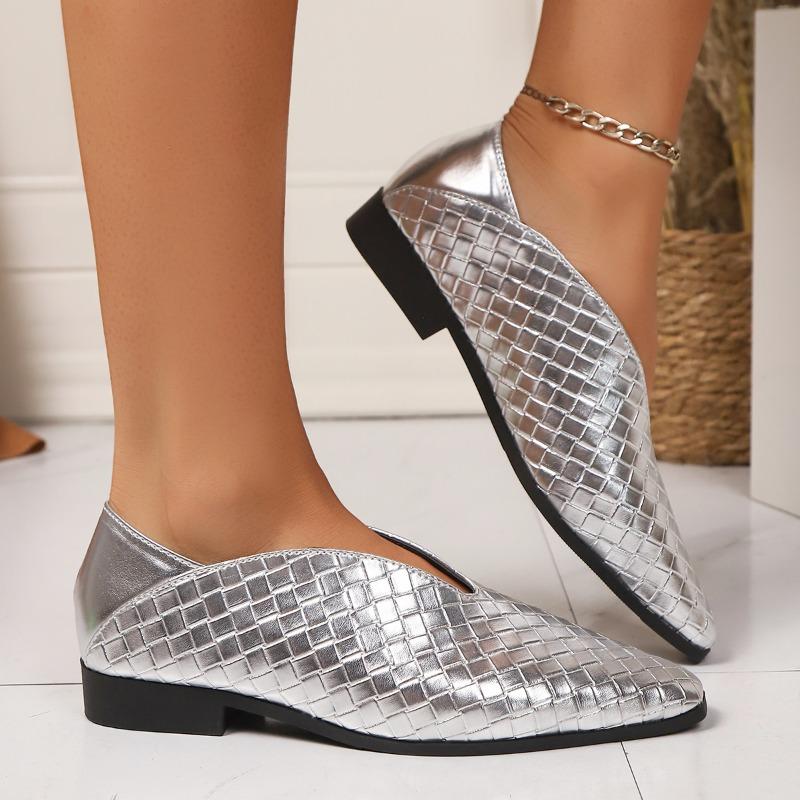 Mode 2025 Neue Schuhe für Damen Retro Damen Slipper mit eckiger Zehenpartie Loafer Damen V-Ausschnitt Flachmündig Mode Niedrige Absätze Einzelne Schuhe
